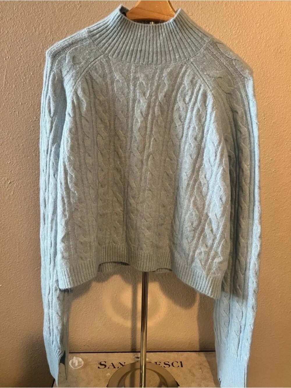 JoyLab Women's Mock Neck Cable Knit Sweater Light Blue Size M🆕️